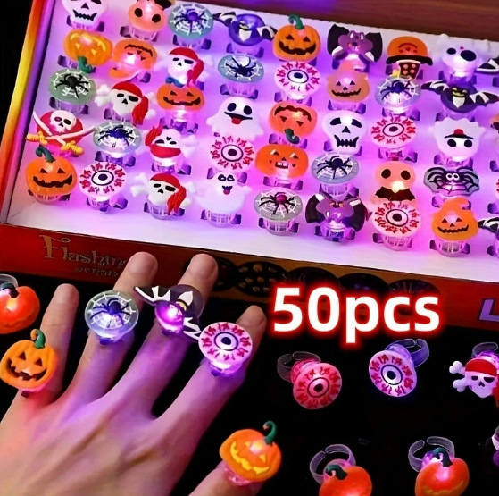 Led Ring Light 18 - Anneaux lumineux d'Halloween pour enfants, 50