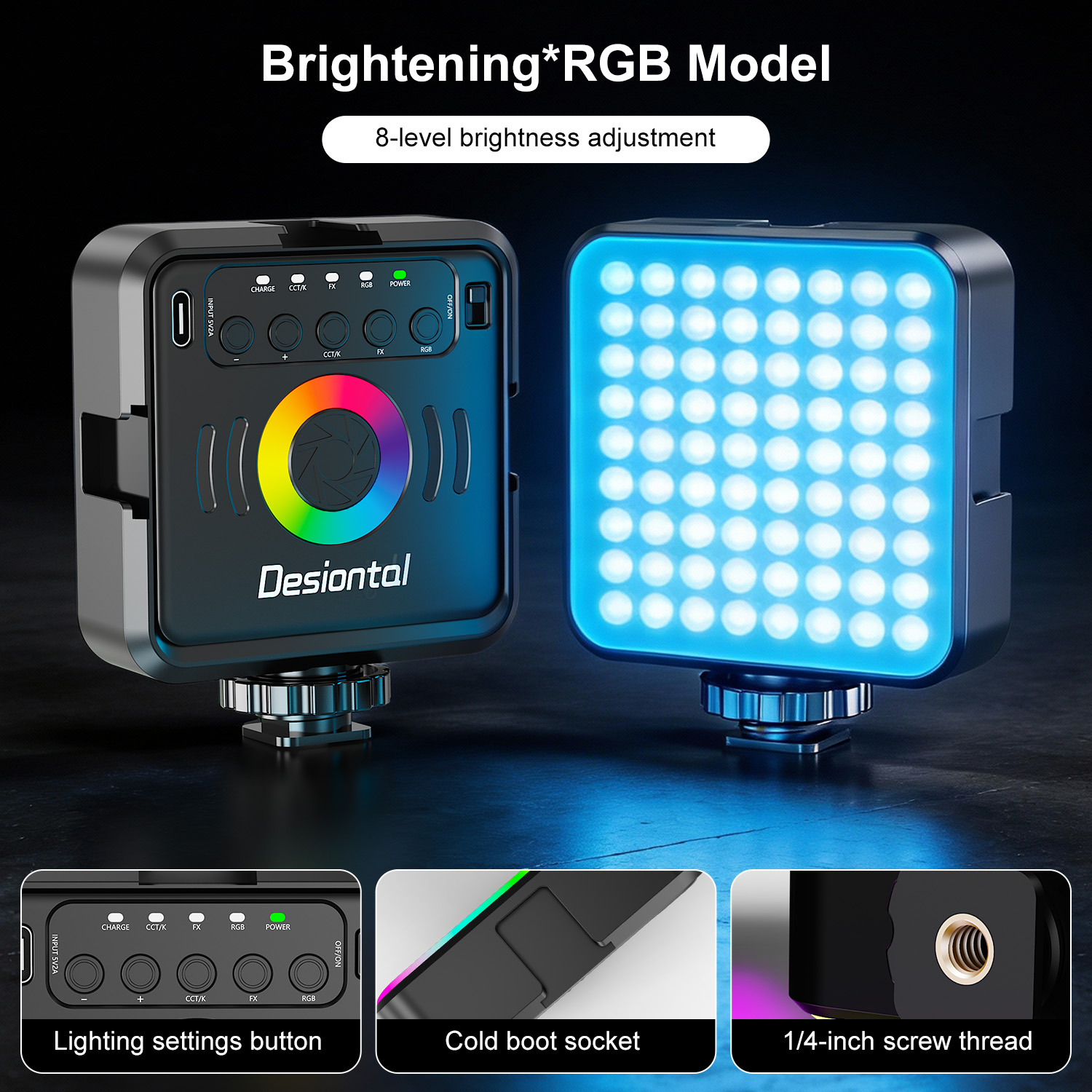 Photography Lighting Types - Desiontal X2 Portable RGB Photographie Type-C