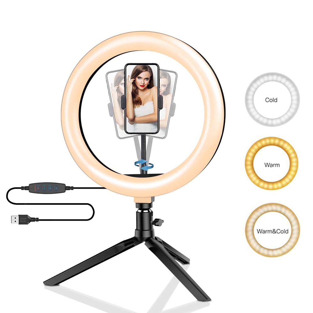 Photography Lighting Kit - Anneau lumineux Led pour Selfie, 26cm,