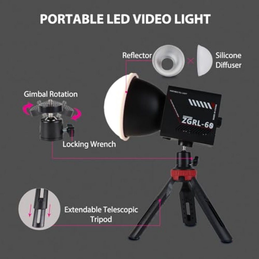 Lampe vidéo LED COB 60W portab - Photography Lighting Color avis et prix